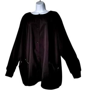 Scrubstar Black Scrub Jacket Women’s 3XL Snap Front Medical Uniform Workwear